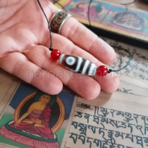 Ciondolo Talismano DZI in Agata - 2 OCCHI - AMORE - Originale Tibet