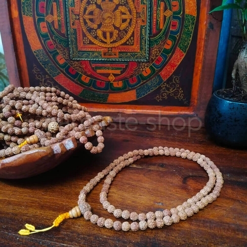 Japamala Tibetano - Rudraksha 7mm - Collana Mala 108 grani