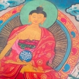 Quadro Buddha Bhumisparsa Mudra - TESTIMONE DELLA TERRA - Dipinto su Pannello in Legno - NEPAL - Cod.02
