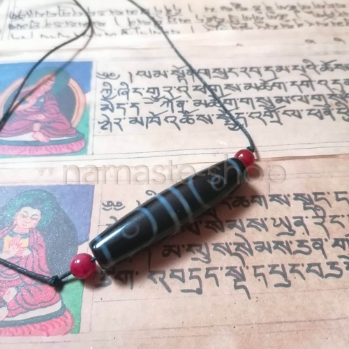 Ciondolo Talismano DZI in Agata - 4 OCCHI - RIMOZIONE DEGLI OSTACOLI - Originale Tibet - 6cm