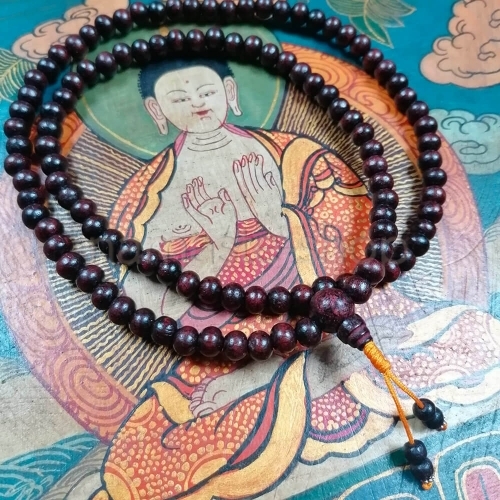 Japamala Tibetano - Legno di Rosa scuro - Collana Mala 108 grani