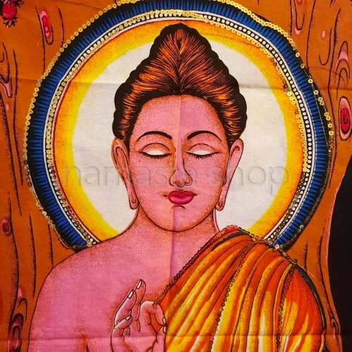 Batik Indiano - Buddha Vitarka Mudra - Telo con Paillettes