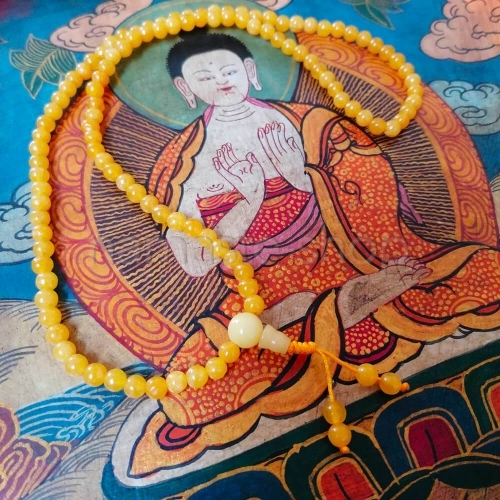 Japamala Tibetano in Avventurina Gialla 6mm - Collana Mala 108 Grani