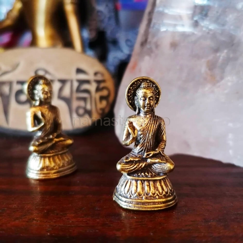 Mini BUDDHA Dharmachakra Mudra - Piccola Statuetta in Ottone