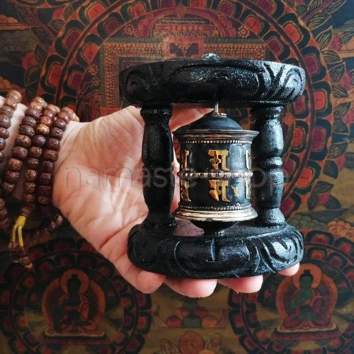Ruota di Preghiera Tibetana con Supporto - Originale Nepal - Cod. PRAY-I