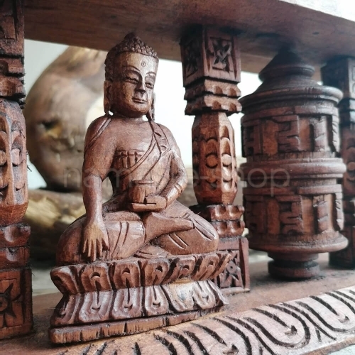 Ruota di Preghiera Tibetana - Tempio con Buddha - 2 Ruote - Originale Nepal - Cod. PRAY-N