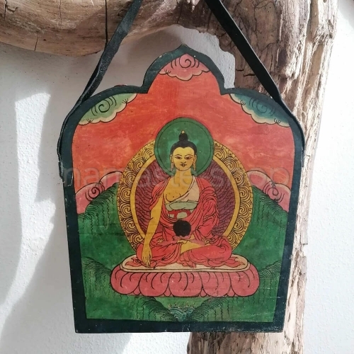 Pannello Tibetano TARA VERDE e BUDDHA SHAKYAMUNI - 26x22cm