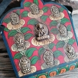 Pannello Tibetano TARA VERDE e BUDDHA SHAKYAMUNI - 26x22cm
