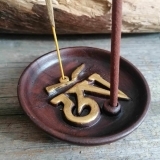 Porta Incenso Tibetano OM - Tondo in Terracotta
