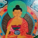 Quadro Buddha Bhumisparsa Mudra - TESTIMONE DELLA TERRA - Dipinto su Pannello in Legno - NEPAL